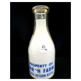 BAR H FARM QUART GLASS MILK BOTTLE