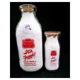 MEADOW GOLD QUART AND HALF PINT GLASS MILK BOTTLES