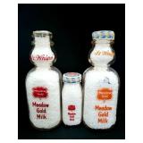 3 MEADOW GOLD GLASS MILK BOTTLES - 2 QUARTS AND