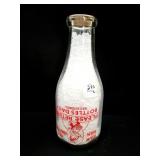 BEECHWOOD FARMS DAIRY QUART GLASS MILK BOTTLE