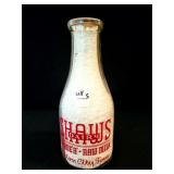 SHAWS QUART GLASS MILK BOTTLE - UNION CITY, TN