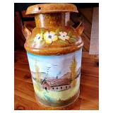 10 GALLON FOLK ART PAINTED MILK CAN