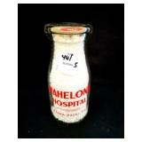 MAHELONA HOSPITAL HALF PINT GLASS MILK BOTTLE