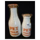 PET MILK CO. HALF PINT AND PINT GLASS MILK BOTTLES