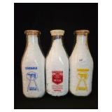 3 DARIGOLD QUART GLASS MILK BOTTLES