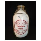MEADOW GOLD GALLON GLASS MILK BOTTLE W/BALE