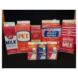13 ASSORTED MILK CARTONS