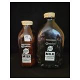 CARNATION MILK CO. AMBER MILK BOTTLES - QUART AND