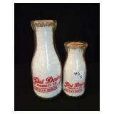 2 PET DAIRY PRODUCT CO. GLASS MILK BOTTLES -