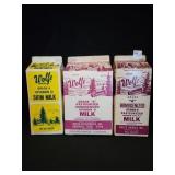 WOLFE DAIRIES - 2 HALF GALLON AND 1 GALLON CARTONS