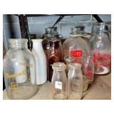 ASSORTED GLASS MILK BOTTLES