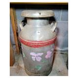 10 GALLON MILK CAN - DOGWOODS HAVE BEEN PAINTED