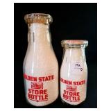 GOLDEN STATE PINT AND HALF PINT GLASS MILK BOTTLES