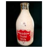 MEADOW GOLD QUART GLASS MILK BOTTLE