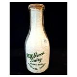 MILL BROOK DAIRIES QUART GLASS MILK BOTTLE -