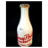 JERSEY PRIDE CREAMERY QUART GLASS MILK BOTTLE -