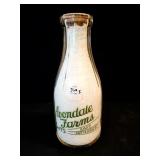 AVONDALE FARMS QUART GLASS MILK BOTTLE
