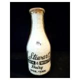 R. STEWARTS DAIRY QUART GLASS MILK BOTTLE -