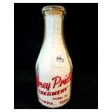 JERSEY PRIDE CREAMERY QUART GLASS MILK BOTTLE -