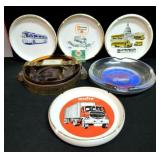 6 TRANSPORTATION ADVERTISING ASHTRAYS