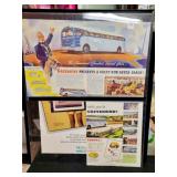 3 GREYHOUND FRAMED ADS AND MAP