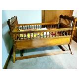 VINTAGE ROCKING BABY CRADLE - CA 1950