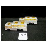 2 MATCHBOX - LESNEY - GREYHOUND BUS DIE CAST TOYS