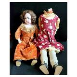 ANTIQUE GERMAN BISQUE HEAD/CLOTH BODY DOLL -