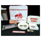 CONTENENTAL TRAILWAYS FIRST AID KIT, BAG, ASHTRAYS
