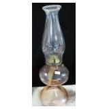 PINK DEPRESSION GLASS OIL LAMP PINK DEPRESSION GLASS OIL LAMP