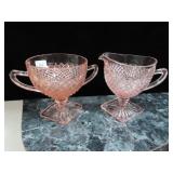 PINK MISS AMERICA CREAM AND SUGAR PINK MISS AMERICA CREAM AND SUGAR