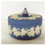 WEDGEWOOD BLUE JASPERWARE POWDER DISH WITH LID