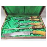 4 PC. KARL KIMMEL CUTLERY SET WITH STAG HANDLES