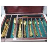 49 PC.GOLD COLORED FLATWARE SET