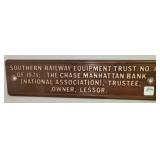 SOUTHERN RAILWAY EQUIP. TRUST METAL PLAQUE