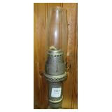 WALL MOUNT OIL LAMP WITH GLASS CHIMNEY