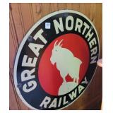 GREAT NORTHERN RAILWAY 24" ROUND METAL SIGN