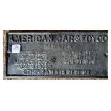 CAST IRON "AMERICAN CAR & FDY CO." PLAQUE