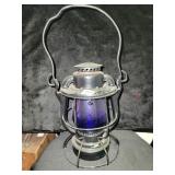 DIETZ RAILROAD LANTERN - BLUE GLASS GLOBE
