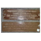 2 METAL SOUTHERN RAILWAY SIGNS: EQUIP. TRUST