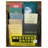WESTERN UNION PHAMPLET HOLDER WITH RAILROAD
