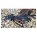 2 RAILROAD WRENCHES AND 2 SPIKES