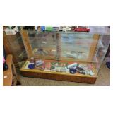 GLASS DISPLAY CASE WITH GLASS SHELVES
