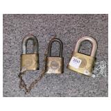 3 YALE PADLOCKS - NO KEYS