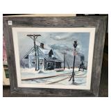 RAIL STATION OIL ON CANVAS BY FRANCES -