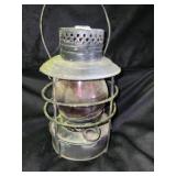 RAILROAD LANTERN - RED GLASS GLOBE