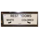 "REST ROOM - WHITE/COLORED" FRAMED - 5" X 13"