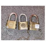 3 YALE PADLOCKS - NO KEYS
