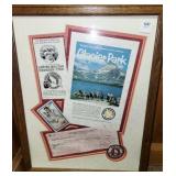 FRAMED GLACIER PARK PAPER MEMORABILIA