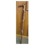 CARVED WALKING CANE - "LEAD SDT 1879"